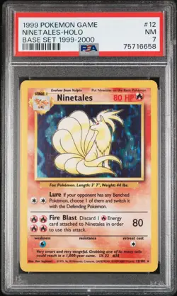 1999 POKEMON BASE SET 1999-2000 "4TH PRINT" #12 NINETALES-HOLO PSA 7 UK PRINT - Image 1