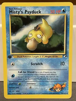 Misty’s Psyduck - Pokemon Gym Heroes 54/132 - Uncommon - 1st Edition - NM - Image 1
