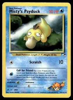 Misty's Psyduck 54/132 Uncommon Gym Heroes Pokemon Unlimited MP - Image 1