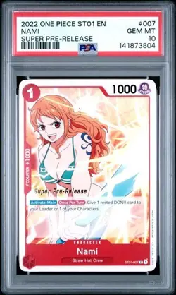 2022 ONE PIECE SUPER PRE RELEASE ST01-007 NAMI PSA 10 GEM MINT - Image 1