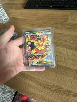 Pokemon TCG Mega Emboar EX Full Art Holo Fire Type Card 273/217 ASC Set - Image 1