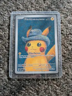 Pikachu With Grey Felt Hat CUSTOM Van Gogh Style CUSTOM Card - Image 1