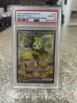 Meloetta ex PSA 10 English Pokemon Card 167 Black Bolt 2025 SIR Alt Art - Image 1