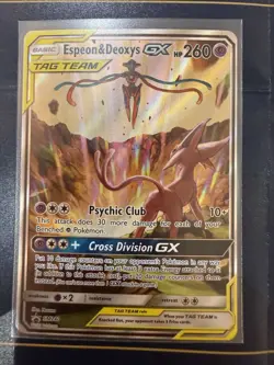 Pokemon TCG Espeon & Deoxys GX SM240 Black Star Promo Holo Near Mint - Image 1