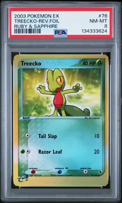 2003 Pokemon Ex Ruby & Sapphire #76 Treecko-Rev.Foil Ruby & Sapphire PSA 8 - Image 1