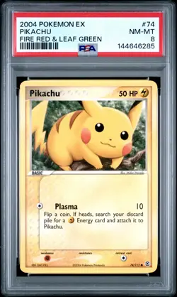 2004 Pokemon Ex Fire Red & Leaf Green #74 Pikachu Fire Red & Leaf Green PSA 8 - Image 1