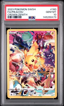 2023 Pokemon Crown Zenith Pikachu Full Art #160 GEM MT PSA 10 SWSH Secret Rare - Image 1