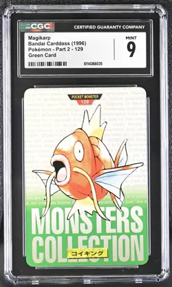Pokemon Bandai Carddass 1996 Magikarp Green Bottom CGC 9 graded MINT - Image 1