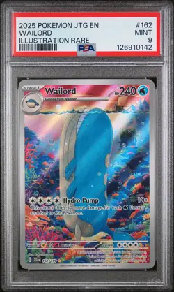 2025 JTG EN Journey Together Wailord 162/159 Illustration Rare Pokemon PSA 9 - Image 1