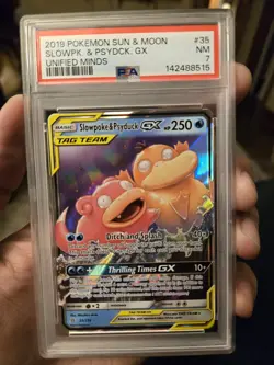 PSA 7 Slowpoke & Psyduck GX 35/236 SM Unified Minds Ultra Rare 2019 Pokemon TCG - Image 1