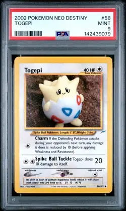 2002 Pokemon Neo Destiny Togepi PSA 9 #56 Mint - Image 1