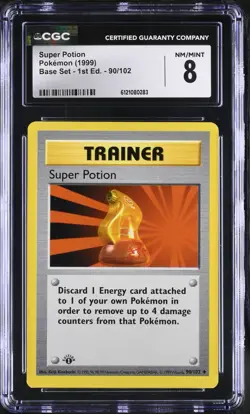 Pokemon Base Set 1st Edition CGC 8 Super Potion 090/102 - Image 1
