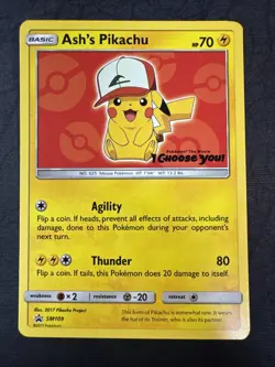 Ash's Pikachu SM109 Sun & Moon Black Star Promo Pokemon - Image 1