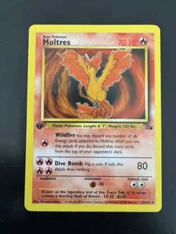Moltres 27/62 Non Holo 1st Edition Pokemon Fossil HP - Image 1