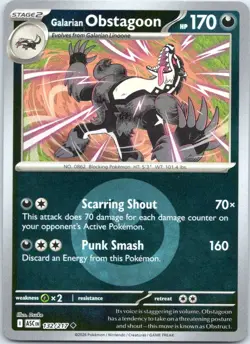 Galarian Obstagoon (Energy Symbol Pattern) 132/217 Ascended Heroes Pokemon NM - Image 1