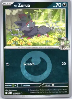 N's Zorua (Energy Symbol Pattern) 136/217 Common Ascended Heroes Pokemon NM - Image 1