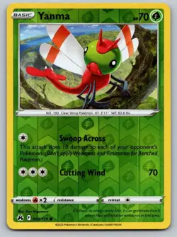 Yanma 008/159 Common Crown Zenith Pokemon Reverse Holo Near Mint - Image 1