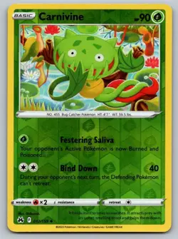 Carnivine 012/159 Uncommon Crown Zenith Pokemon Reverse Holo Near Mint - Image 1
