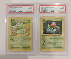 1999 Pokemon Base Set 1st Edition Bulbasaur & Ivysaur PSA 6 - Image 1