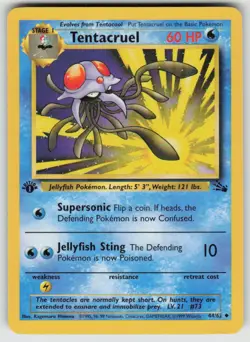 Tentacruel 44/62 Uncommon Fossil Pokemon 1st Edition Moderately Played - Image 1