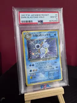 1997 P M Japanese Rocket Dark Blastoise Holo PSA 10 Gem Mint Pokemon #009 - Image 1