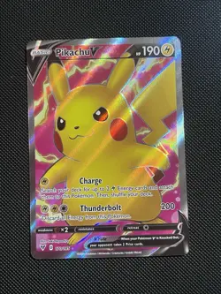 Pikachu V Full Art Ultra Rare Holo 170/185 Swsh04: Vivid Voltage Pokemon Card LP - Image 1