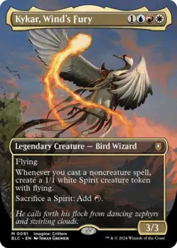 ~ Kykar, Wind's Fury (Borderless) ~ NM Foil ~ Commander: Bloomburrow ~ MTG ~ - Image 1