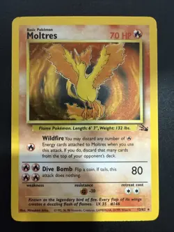 Pokemon Moltres TCG Unlimited Rare Holo Card 12/62 Fossil Set - Image 1