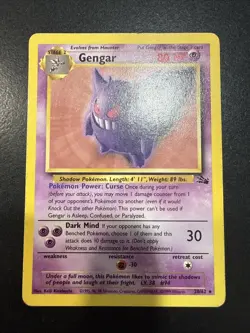 Pokemon TCG Gengar Fossil 20/62 Non-Holo Card Unlimited WOTC 1999 - Image 1