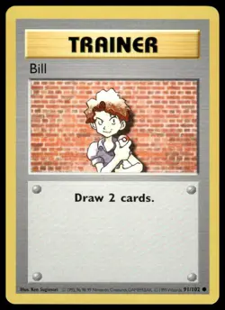 Pokemon Bill #091/102 Base Set (Shadowless) Common 1999 NM - Image 1