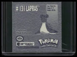 Nintendo Pokemon Artbox Series 1 Sticker Lapras #131 1999 - Image 2