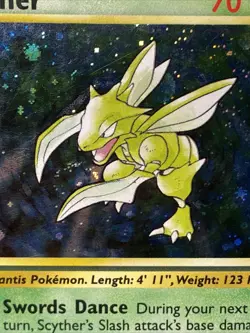 Pokemon TCG Scyther 017/130 Base Set 2 Holo Rare HAND SWIRL Vintage 2000 WOTC - Image 2
