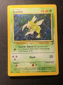Pokemon TCG Scyther 017/130 Base Set 2 Holo Rare HAND SWIRL Vintage 2000 WOTC - Image 5