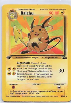 Raichu (29) 29/62 Fossil Rare - Pokemon TCG - NM - Image 1