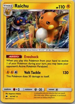Raichu 41/147 Holo Rare Burning Shadows Pokemon Near Mint - Image 1