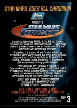 Topps Star Wars Finest Chromium TaunTaun SWF 3 Promo Card 1996 NM - Image 2