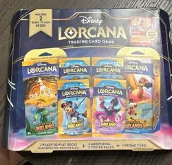 Disney Lorcana Trading Card Game 2 Decks 4 Booster Packs 1 Promo Card Sealed - Image 1