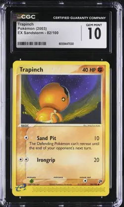 CGC 10 Trapinch 82/100 EX Sandstorm 2003 Pokemon Card - Image 1