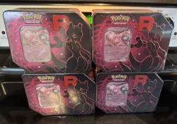 Pokemon Team Rocket MewTwo Tin New Sealed Destined Rivals Lot Of 4 - Image 1