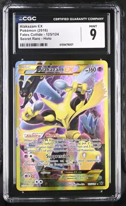 2016 Pokemon Fates Collide #125/124 Alakazam Ex Secret Holo- CGC 9 - Image 1