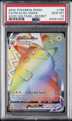 2020 POKEMON SWORD & SHIELD VIVID VOLTAGE SECRET FULL ART/PIKACHU VMAX PSA 10 - Image 1