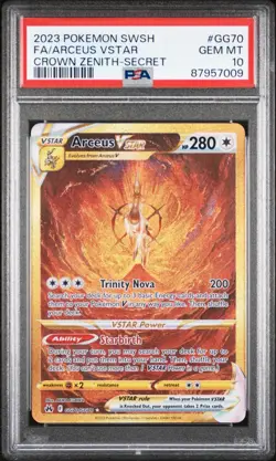 Pokemon TCG Arceus Vstar GG70/GG70 PSA 10 Crown Zenith Secret Rare - Image 1