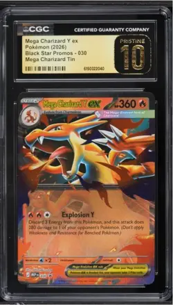 2026 POKEMON MEGA CHARIZARD Y EX PROMO MEGA CHARIZARD TIN CGC 10 Pristine - Image 1