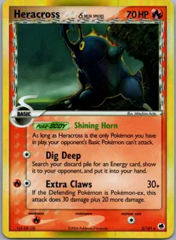 Heracross 3/101 Holo Rare Dragon Frontiers Pokemon Holo Lightly Played - Image 1
