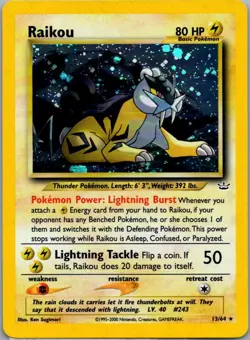 Raikou 13/64 Holo Rare Neo Revelation Pokemon Unlimited Holo Lightly Played - Image 1