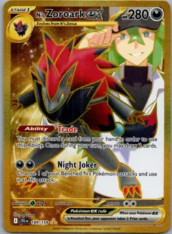 N's Zoroark ex 189/159 Hyper Rare Journey Together Pokemon Holo Near Mint - Image 1