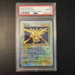 2002 POKEMON LEGENDARY COLLECTION #19 ZAPDOS-REVERSE FOIL PSA 8 - Image 1