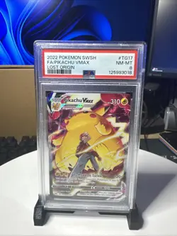 2022 POKEMON SWORD & SHIELD LOST ORIGIN #TG17 FULL ART/PIKACHU VMAX PSA 8 - Image 1