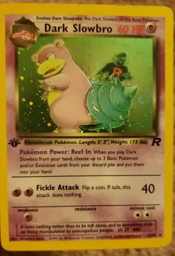 SWIRL Dark Slowbro 12/82 2000 Team Rocket 1st Edition Holo Rare - Pokemon - Image 1