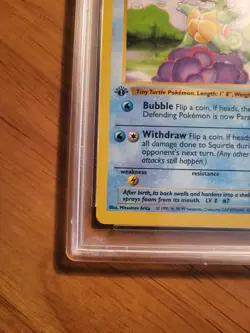 Pokemon TCG Squirtle 63/102 Base Set 1st Edition Shadowless PSA 3 - Image 3